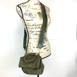 By Anthropologie Blake Wide Strap Crossbody Convertible Handbag Moss Green Small